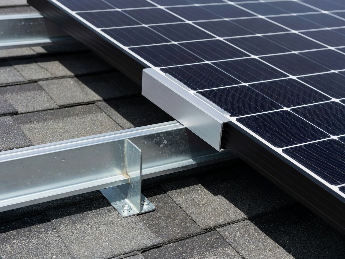 Close up of rooftop solar mounting hardware