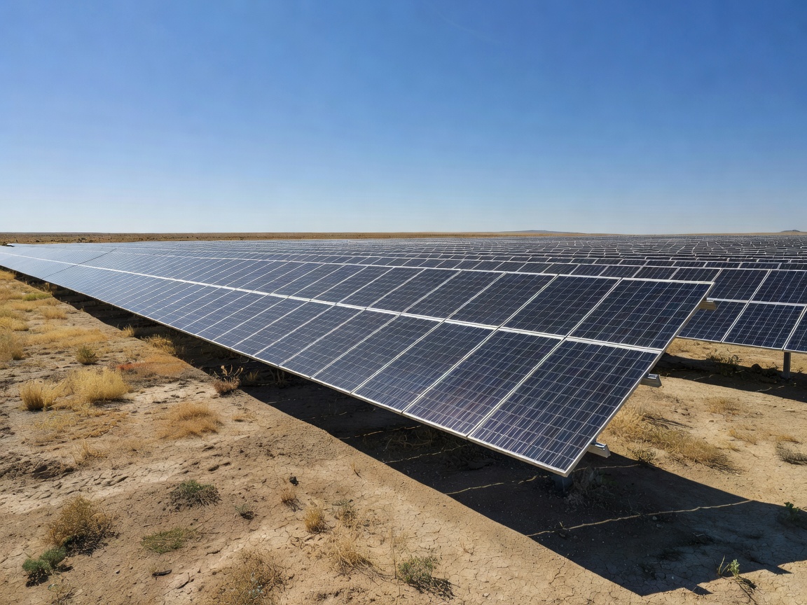 Large ground-mounted solar panel field