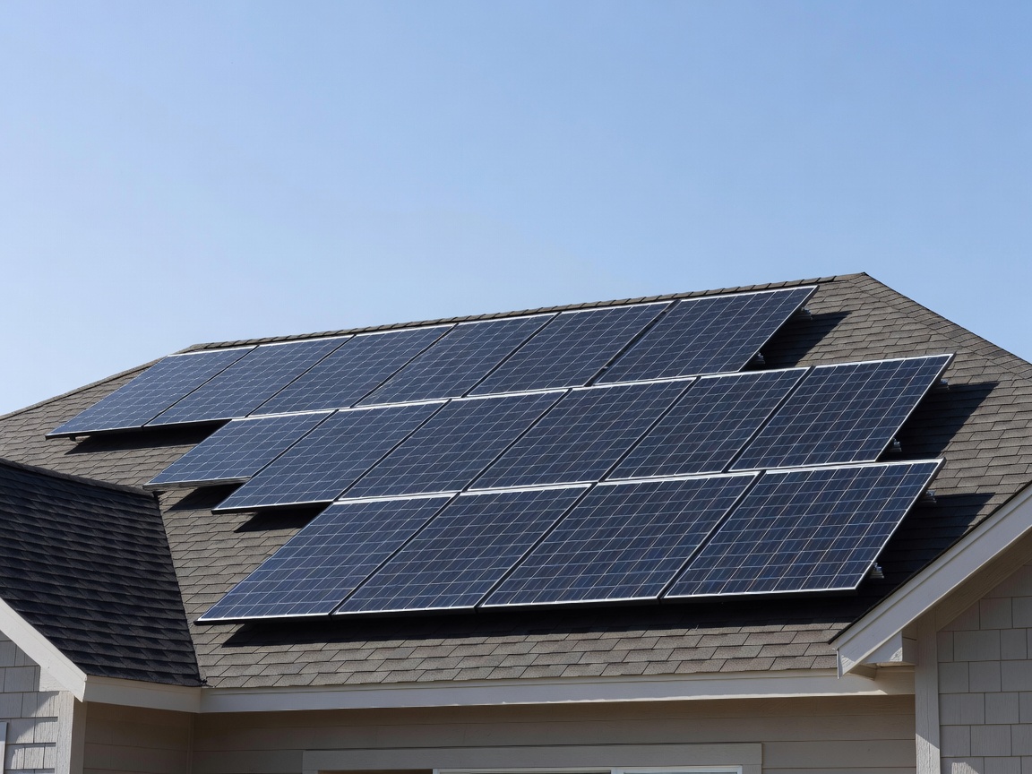 Professional solar panels installed on a residential home roof