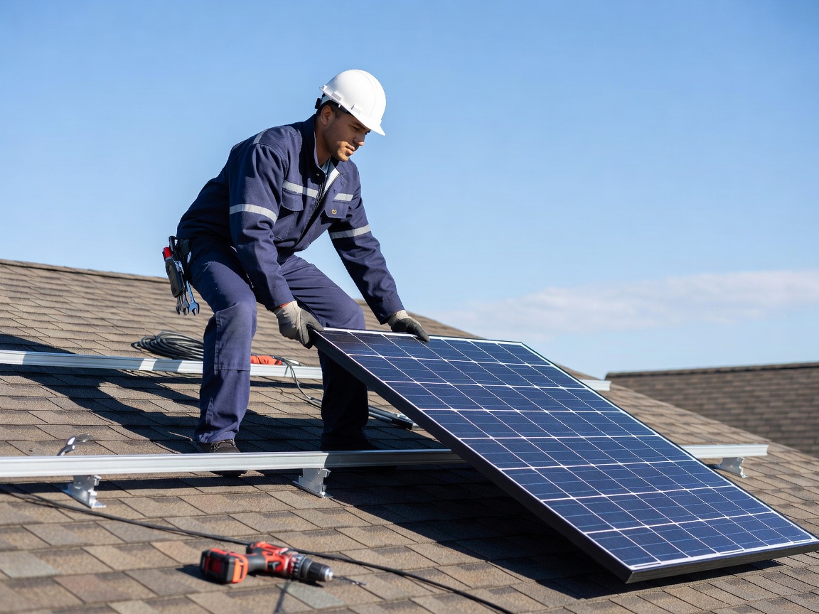 Technicians carefully removing solar hardware from a roof structure